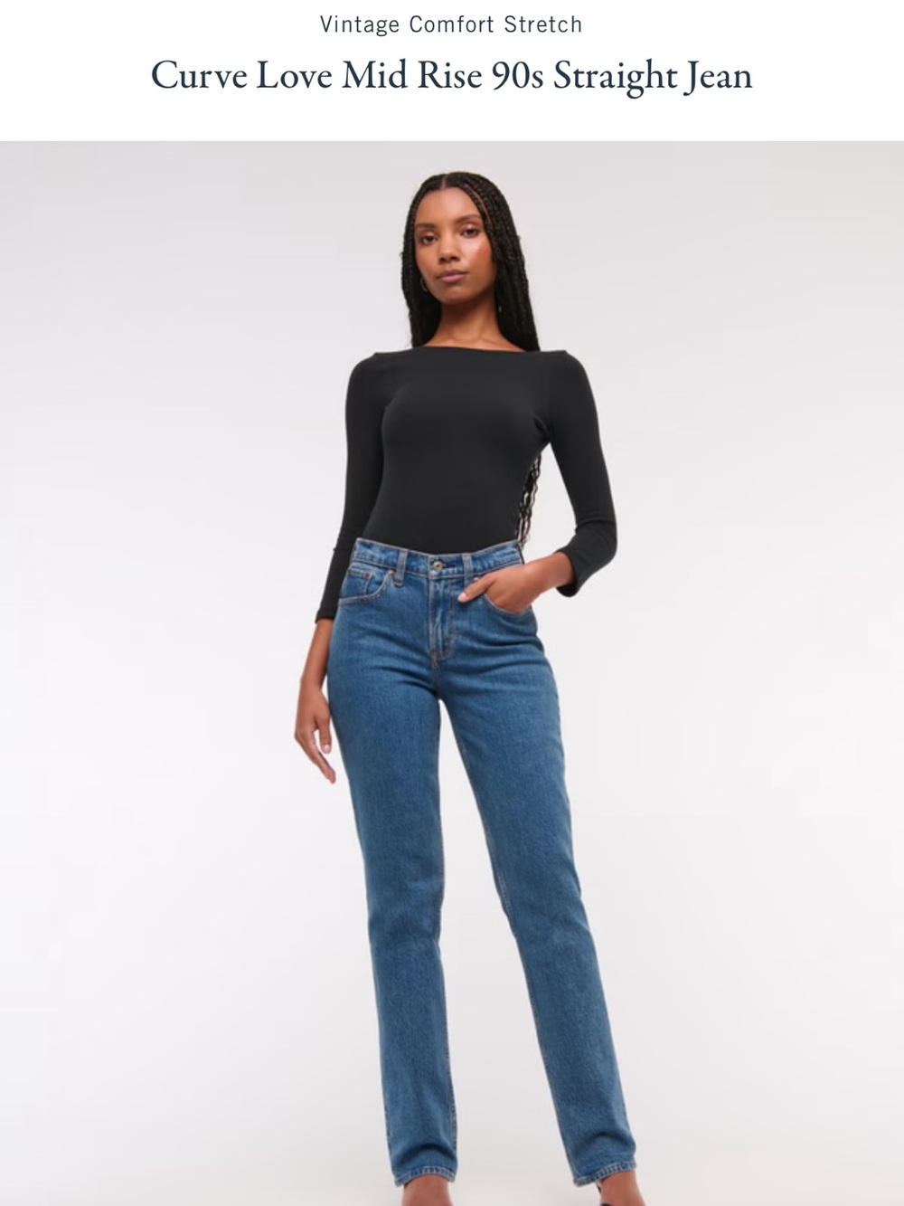 Abercrombie & Fitch Mid-Rise Straight Jeans in Blue Wash